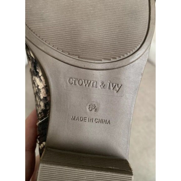 CROWN & IVY Women’s SNAKESKIN Bootie Boots ANKLE BOOTS Black Brown SIZE 6.5 - Picture 8 of 8